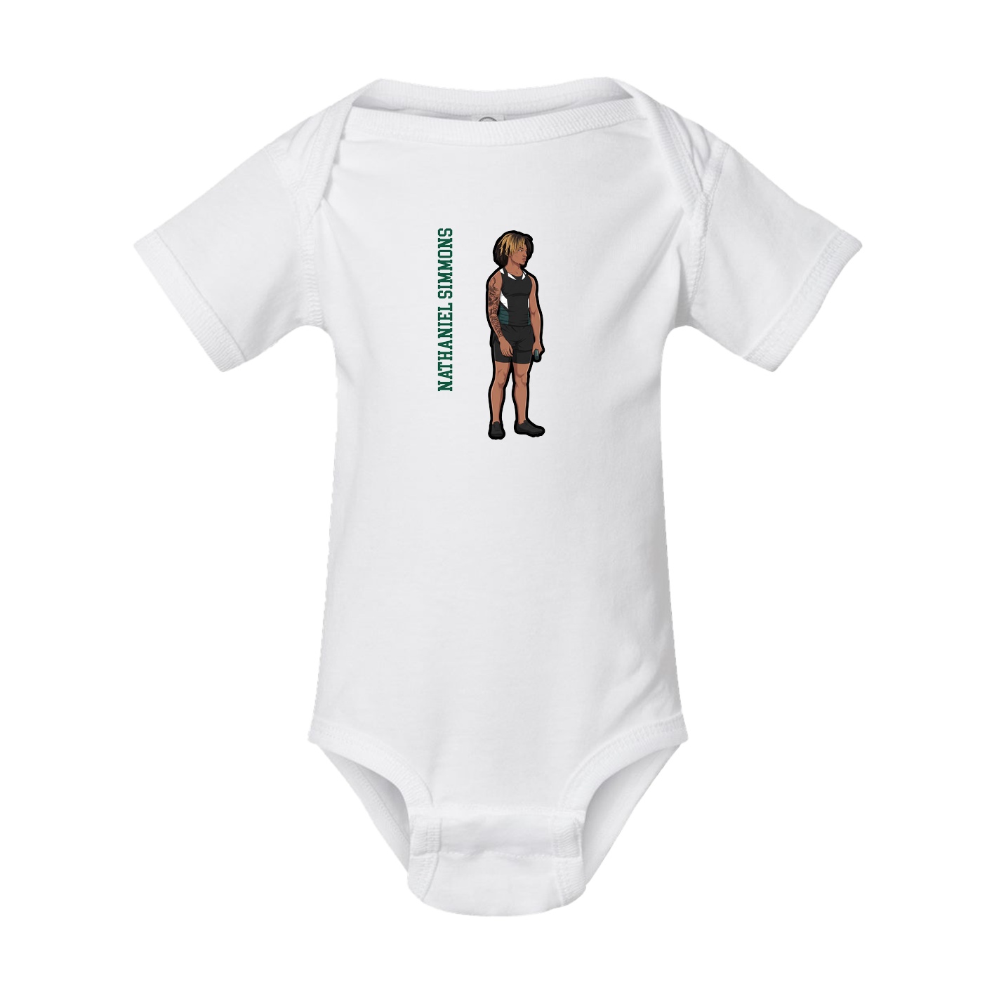 Baby Onesie — Name Vertical in White