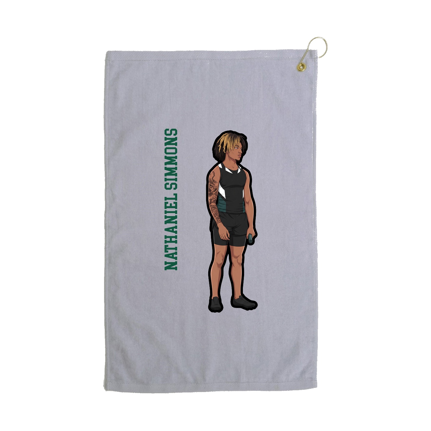 Golf Towel — Name Vertical in Grey