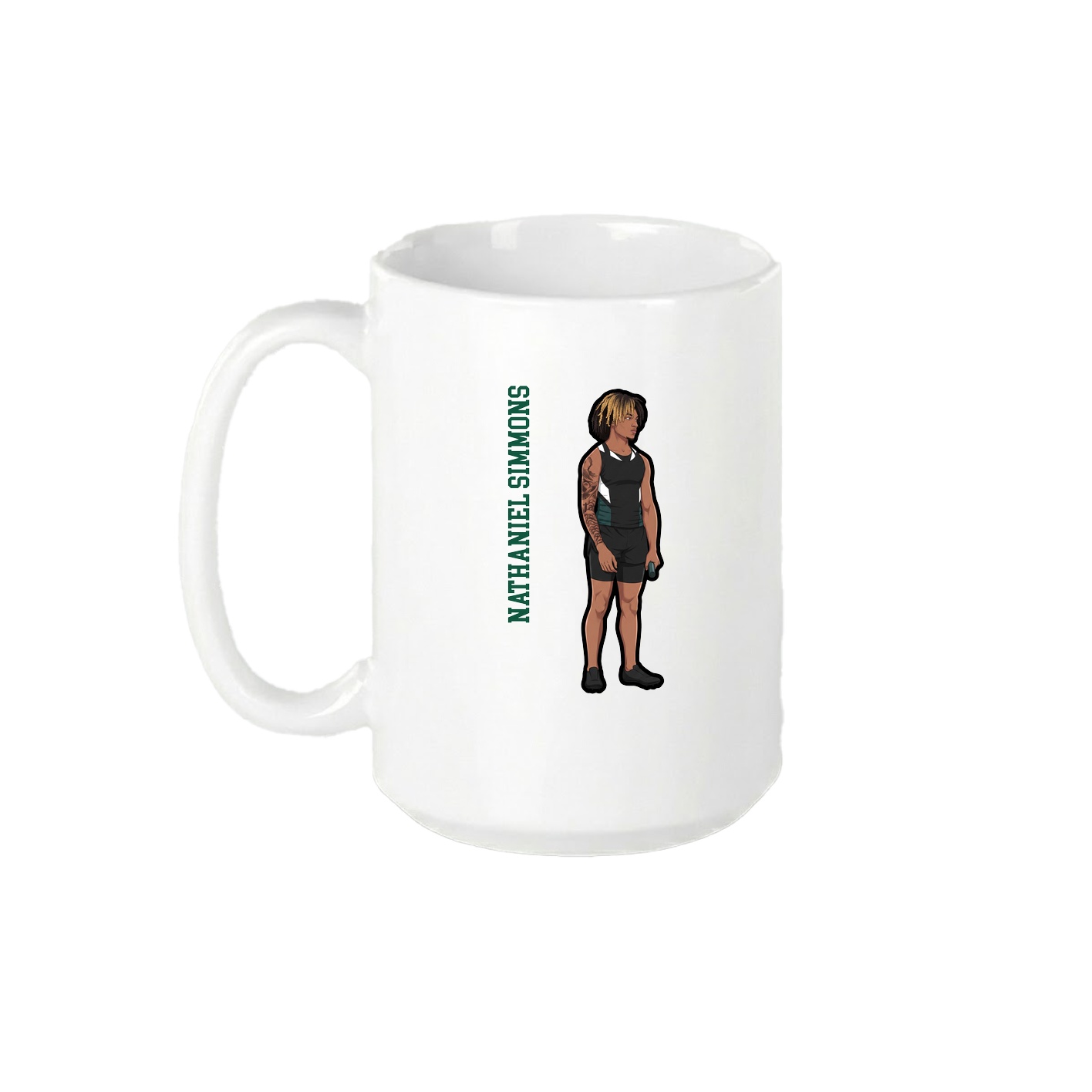 15oz Coffee Mug — Name Vertical in White