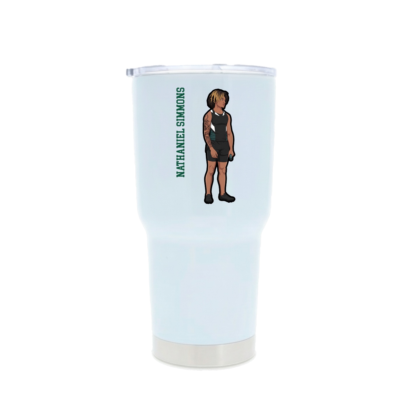 30oz Stainless Steel Tumbler — Name Vertical in White
