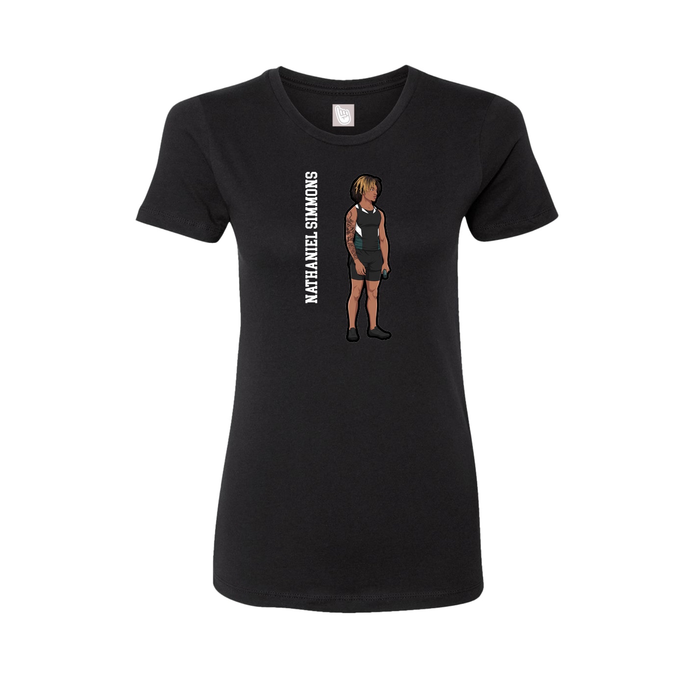 Womens Tee — Name Vertical in Black