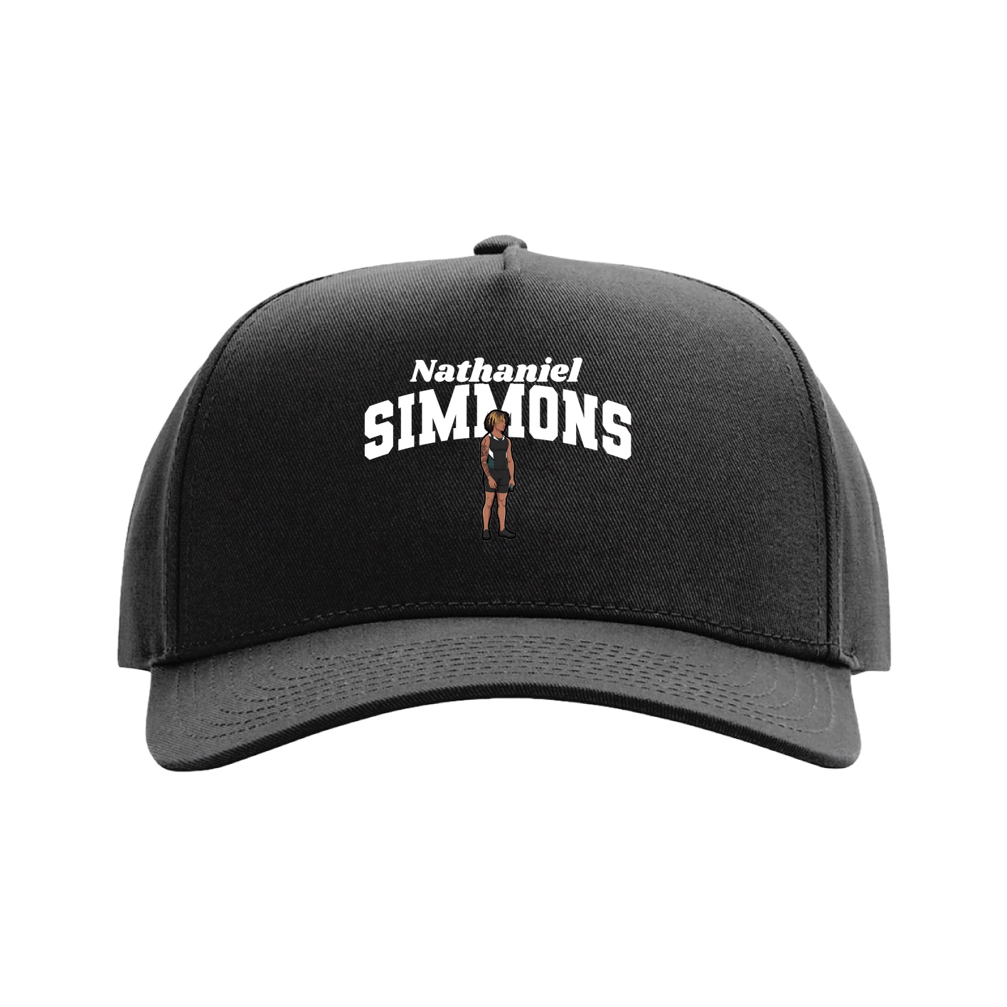 Full Fabric Five-Panel Champ Cap — Signature Arch in Black