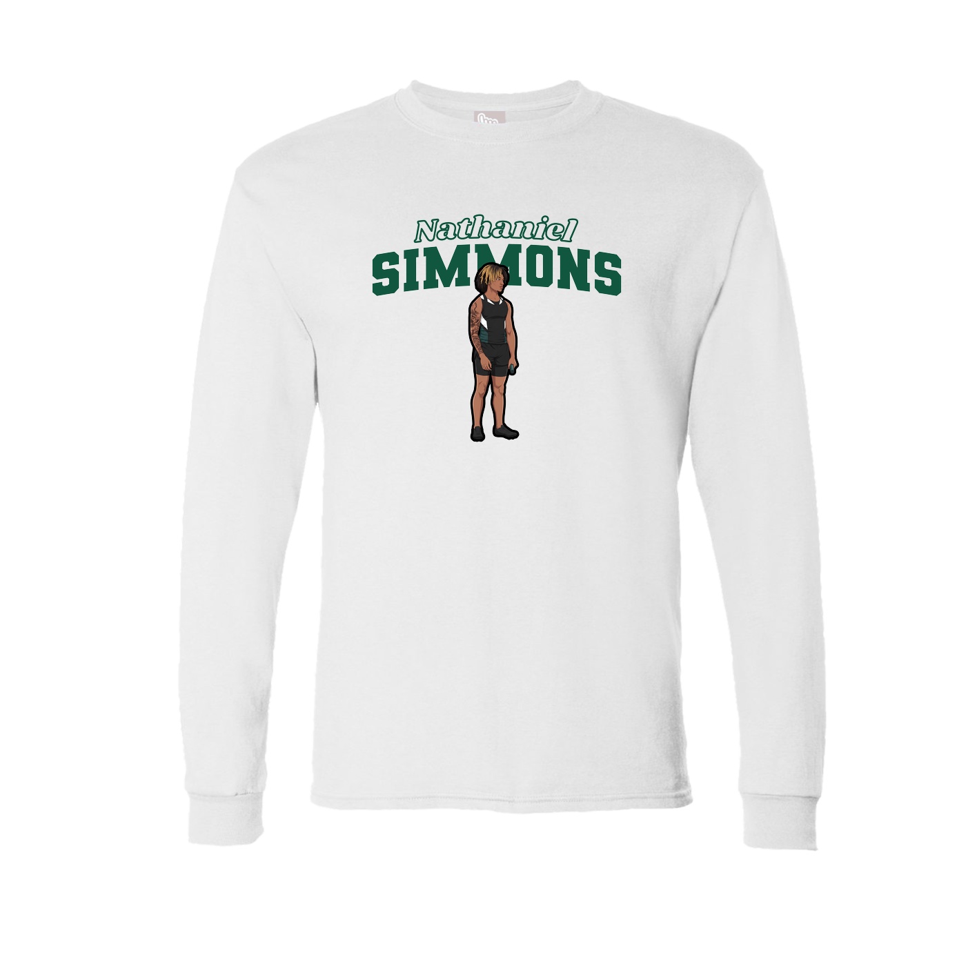 Long Sleeve Tee — Name Arch in White