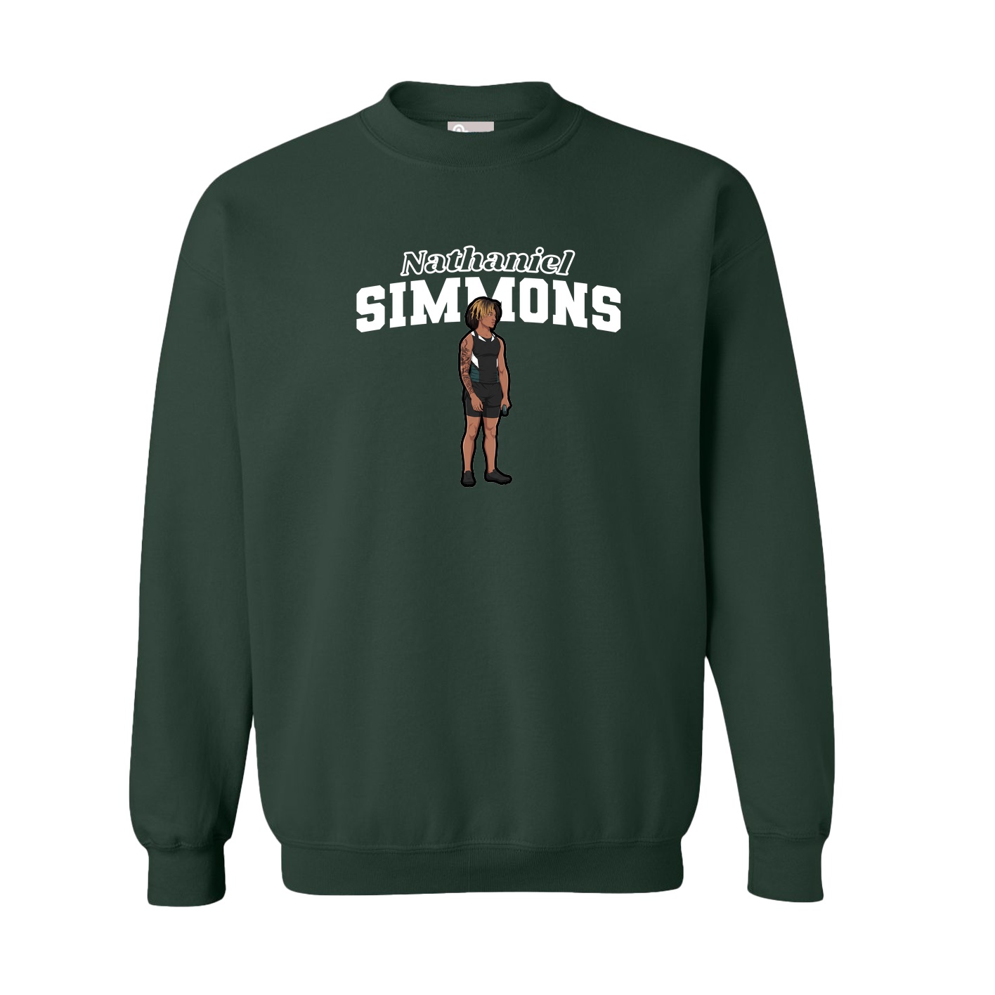 Fleece Crew — Name Arch in Green
