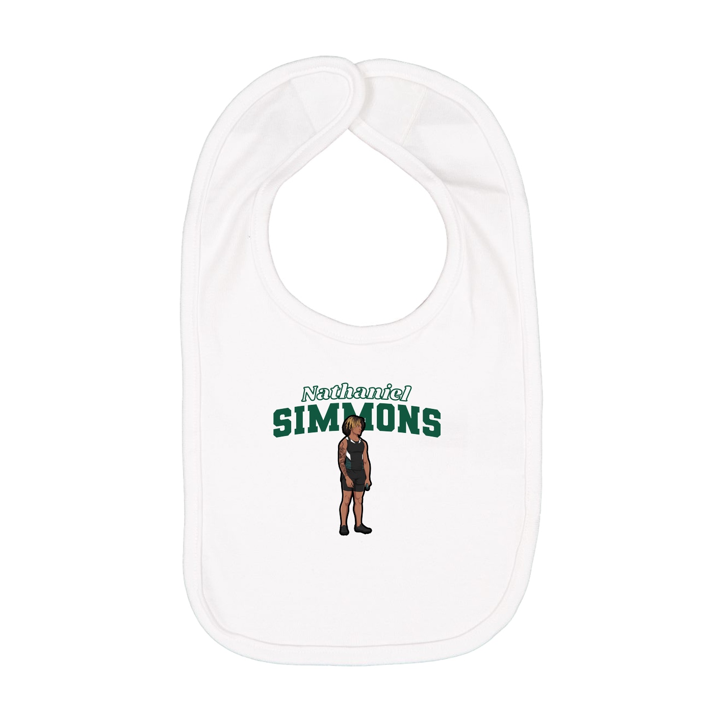 Infant Bib — Name Arch in White