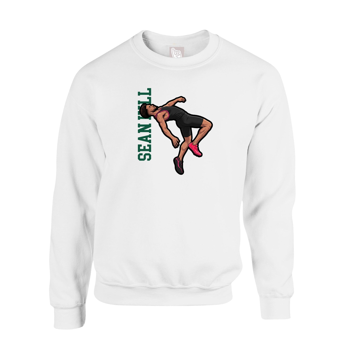 Fleece Crew — Name Vertical in White