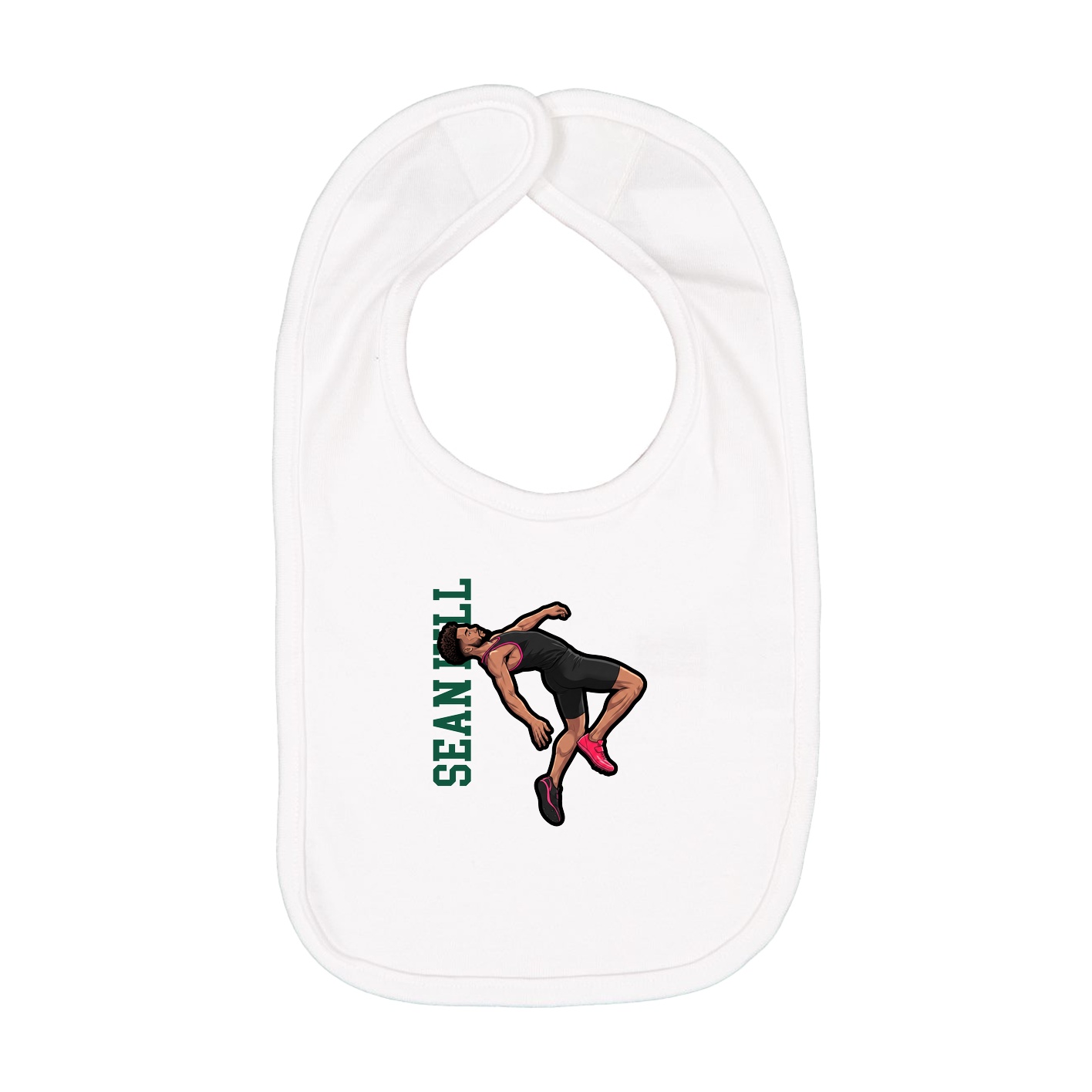 Infant Bib — Name Vertical in White