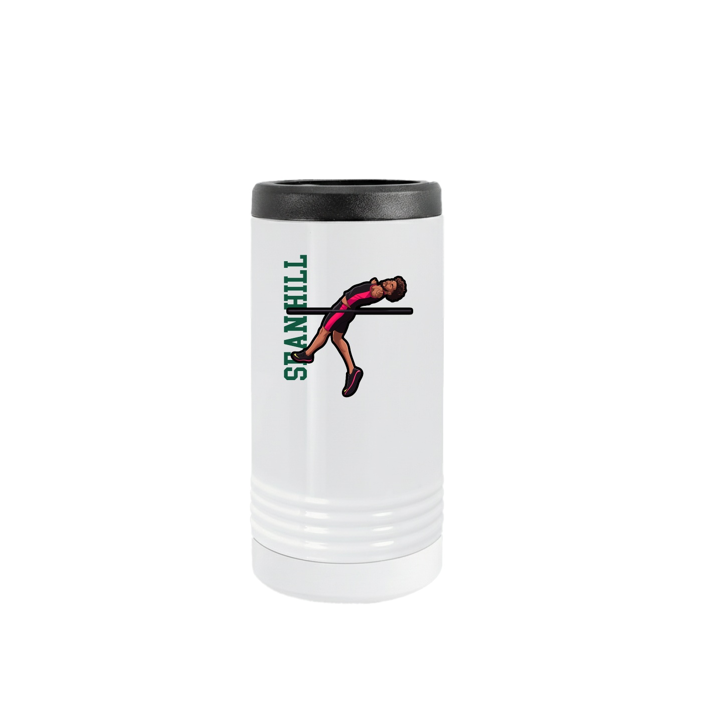 Slim Beverage Holder — Name Vertical in White