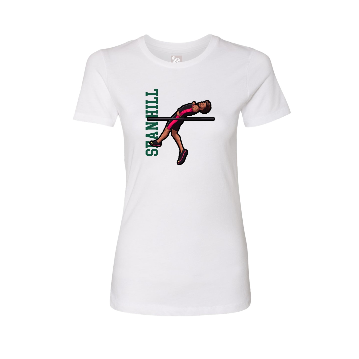 Fitted Women's Tee — Name Vertical in White