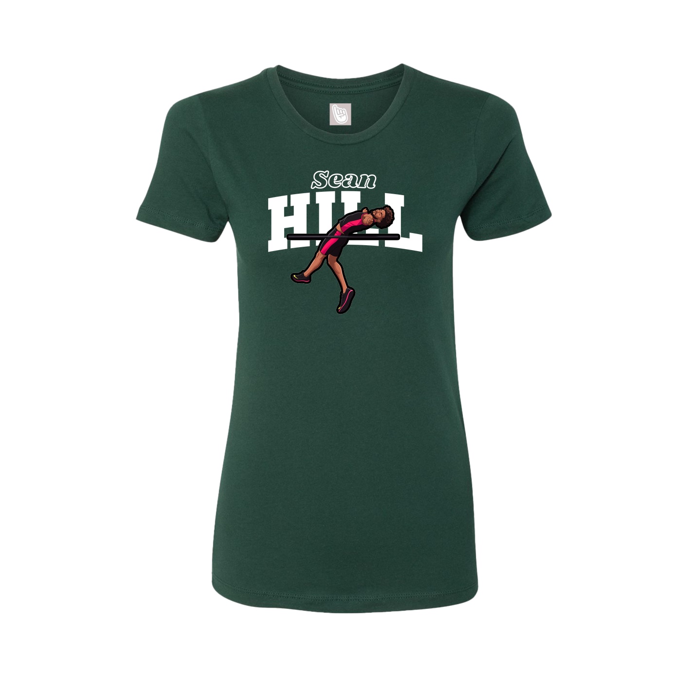 Fitted Women's Tee — Name Arch in Green