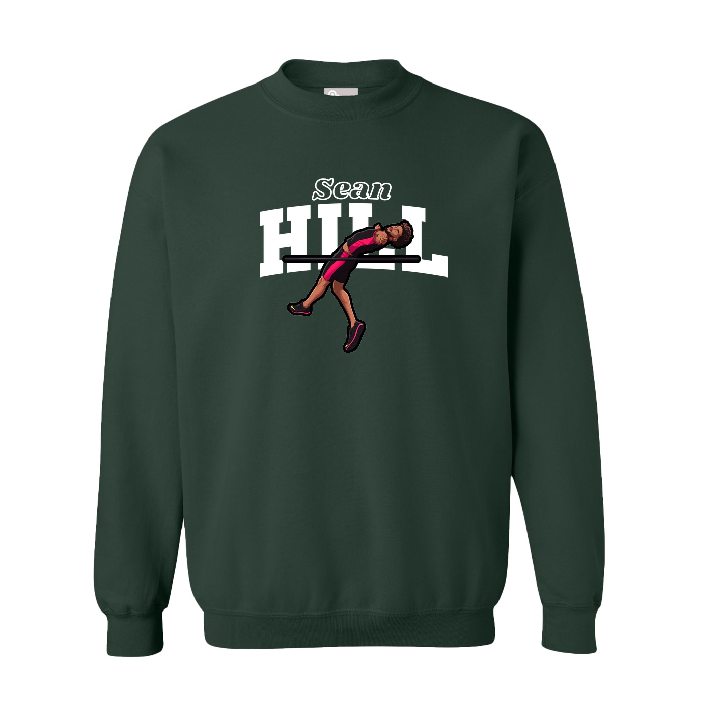 Fleece Crew — Name Arch in Green
