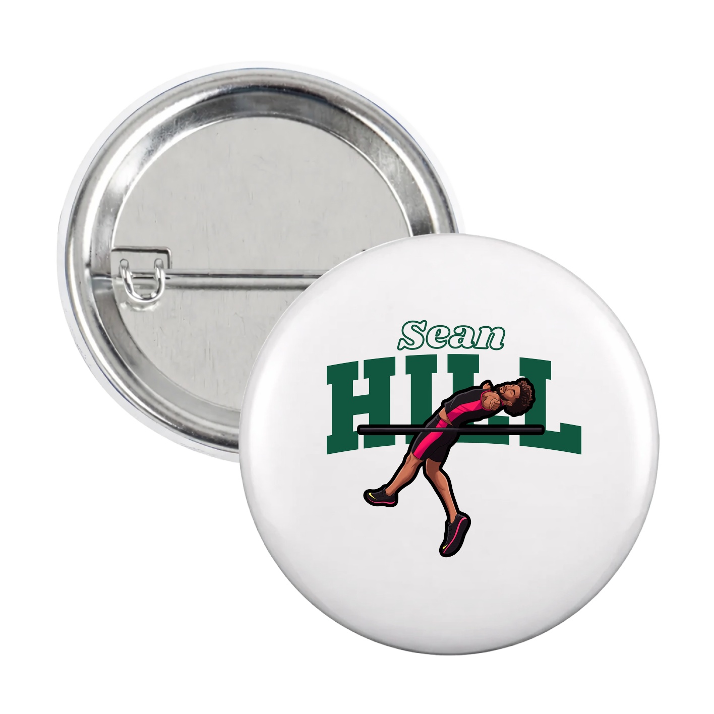 Game Day Button — Name Arch in White