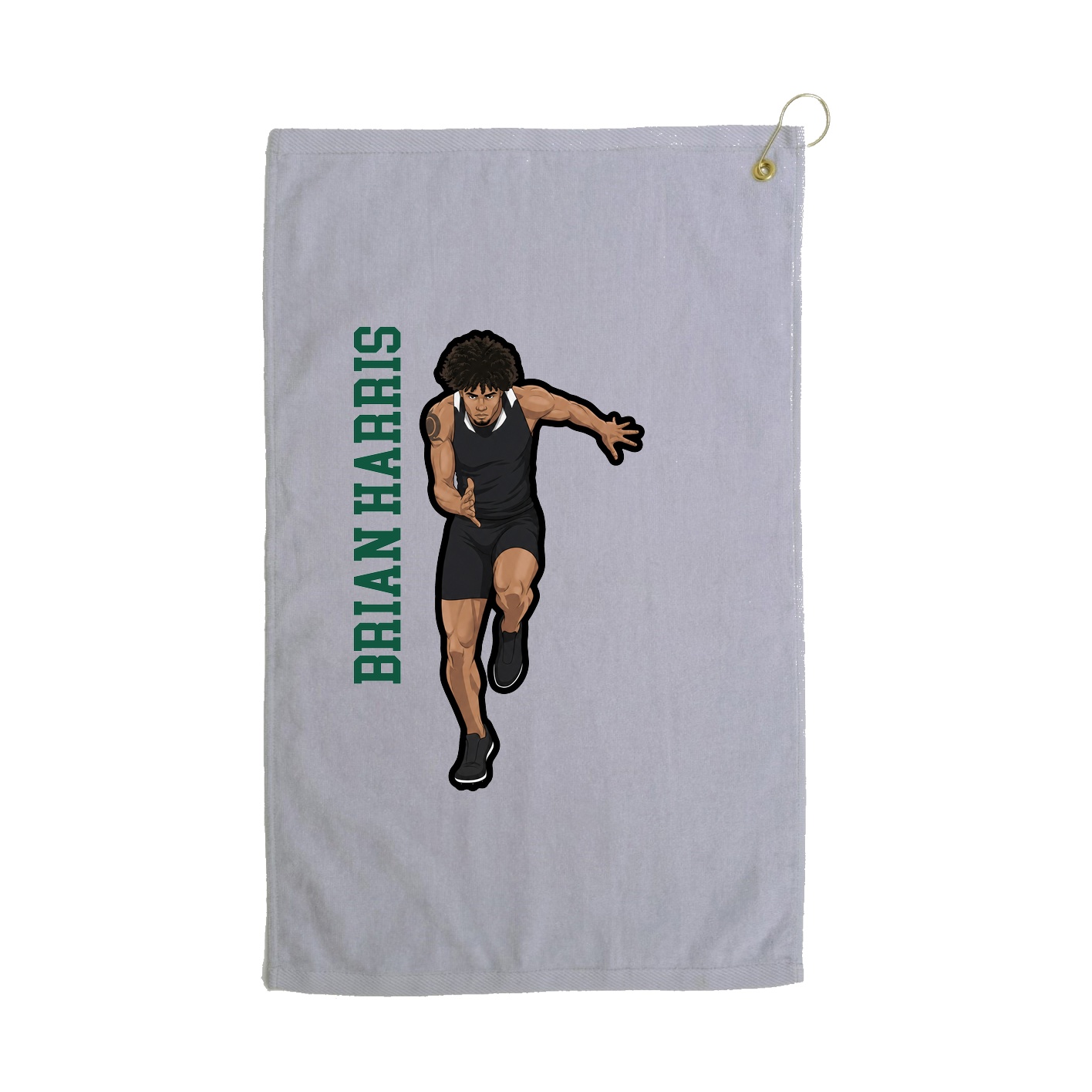 Golf Towel — Name Vertical in Grey