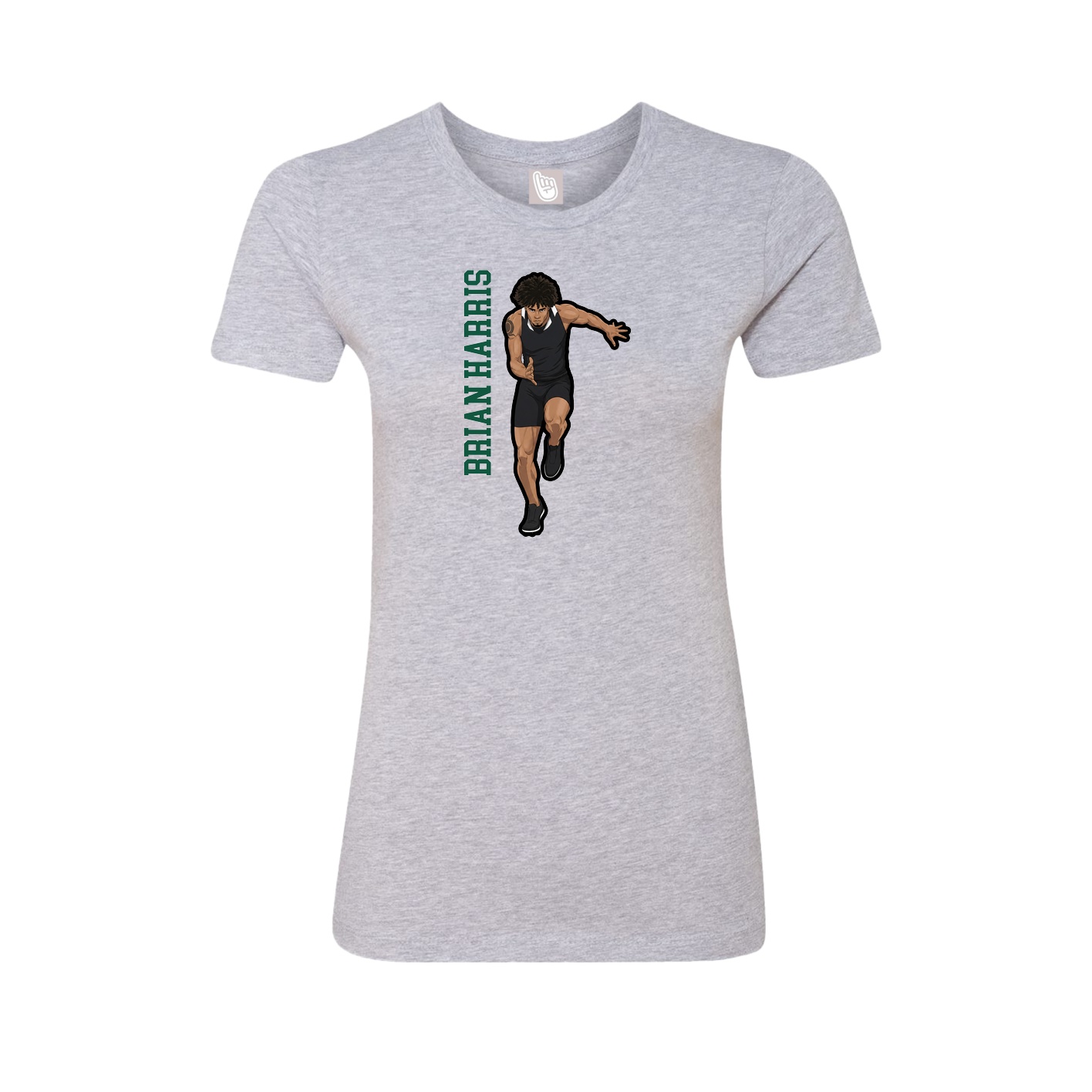 Fitted Women's Tee — Name Vertical in Grey