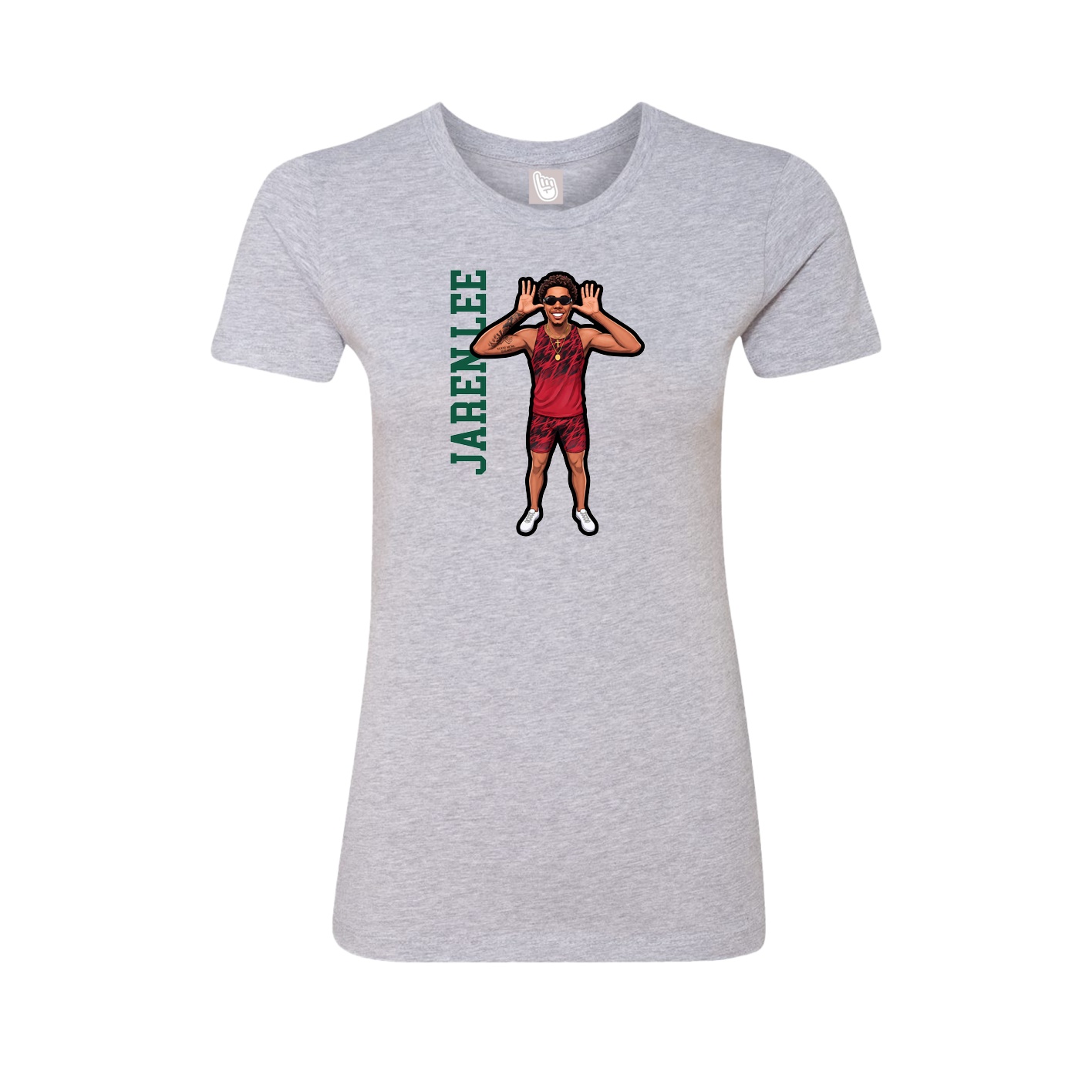Fitted Women's Tee — Name Vertical in Grey