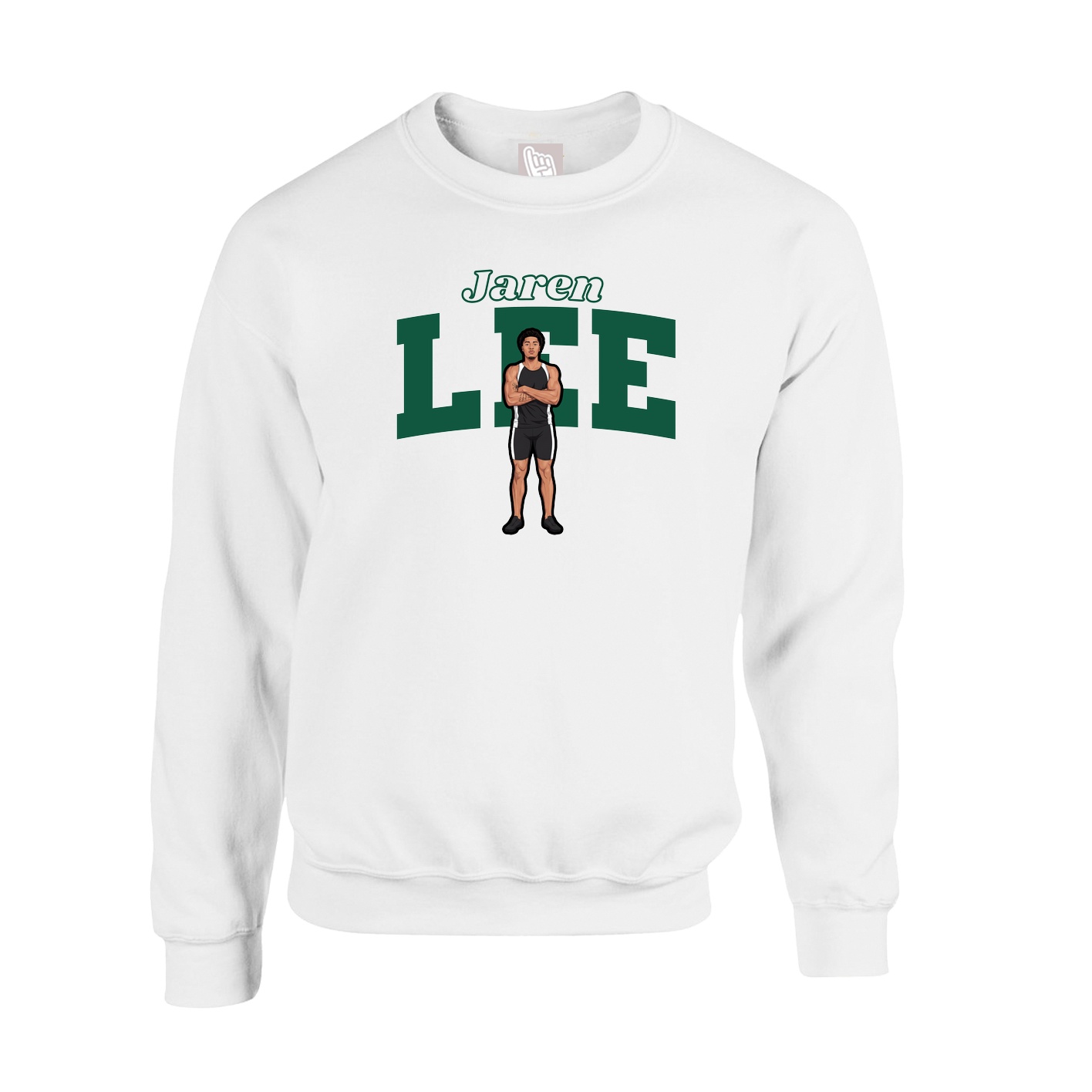 Fleece Crew — Name Arch in White