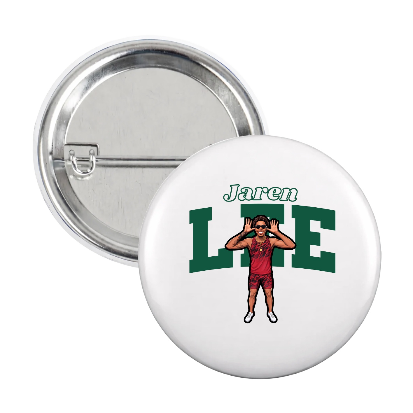 Game Day Button — Name Arch in White