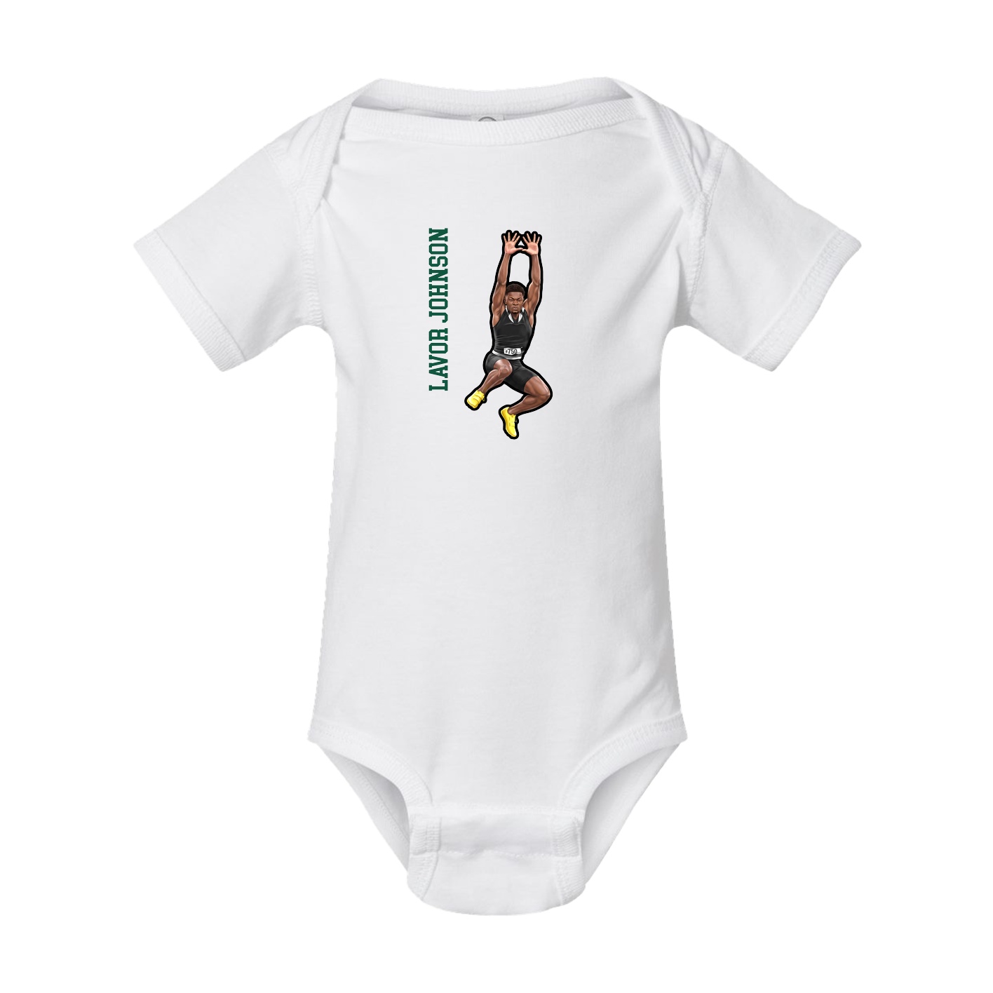 Baby Onesie — Name Vertical in White