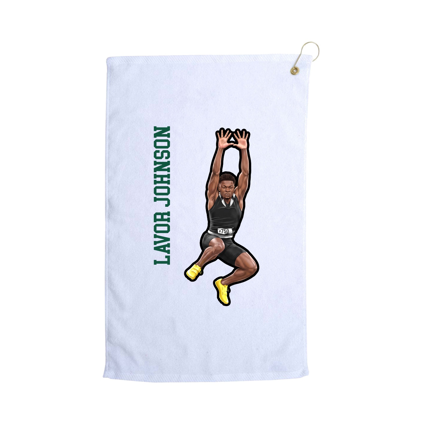 Golf Towel — Name Vertical in White