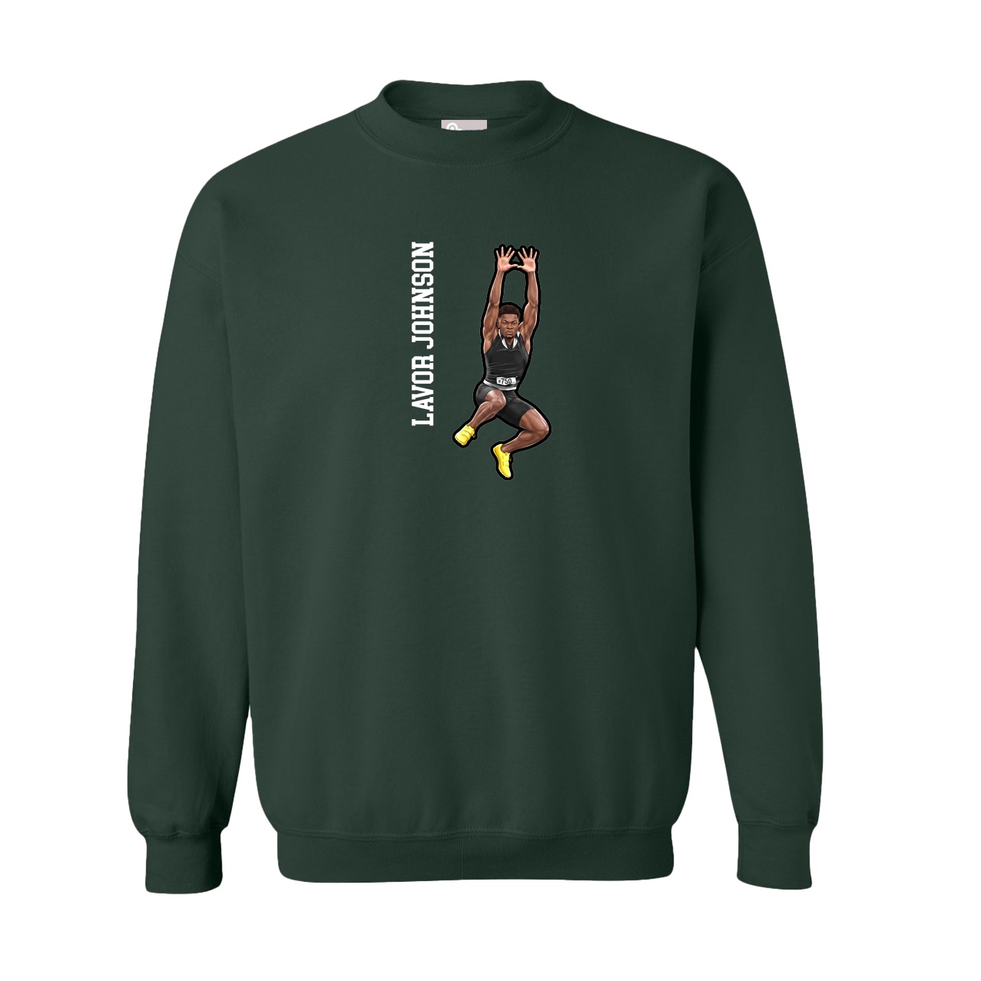 Fleece Crew — Name Vertical in Green