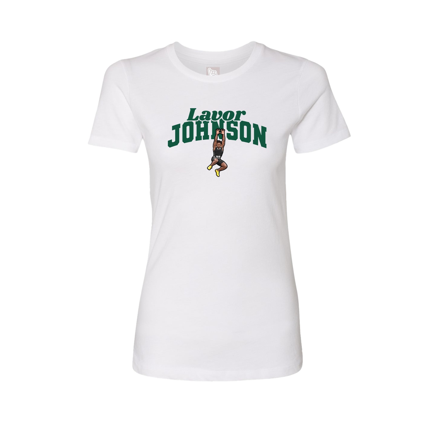 Fitted Women's Tee — Signature Arch in White