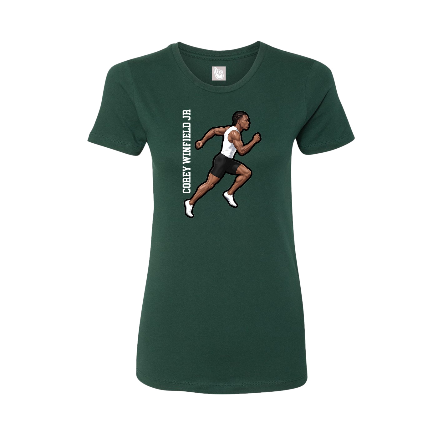 Fitted Women's Tee — Name Vertical in Green