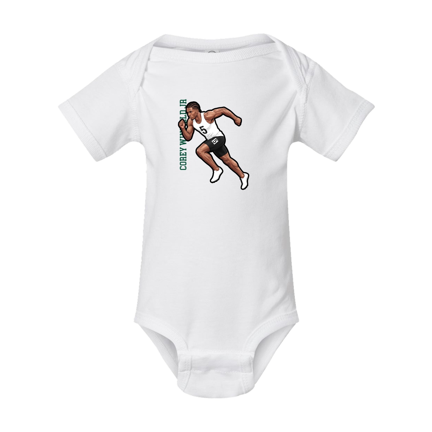 Baby Onesie — Name Vertical in White