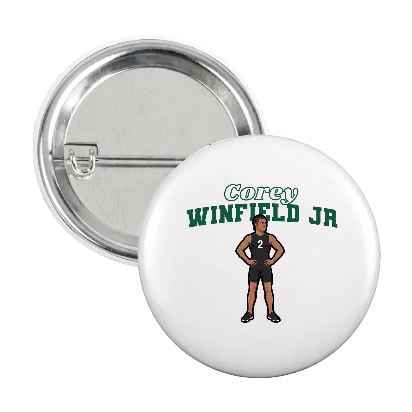 Game Day Button — Name Arch in White