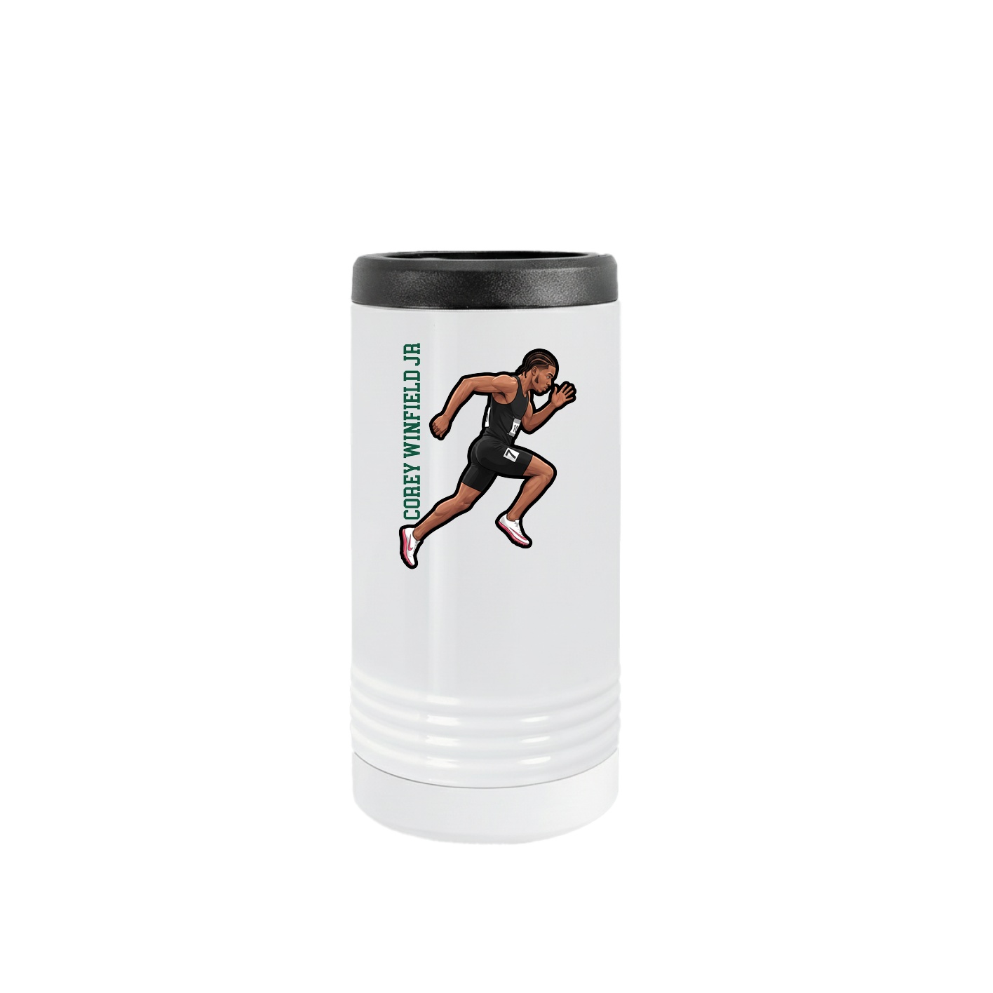 Slim Beverage Holder — Name Vertical in White