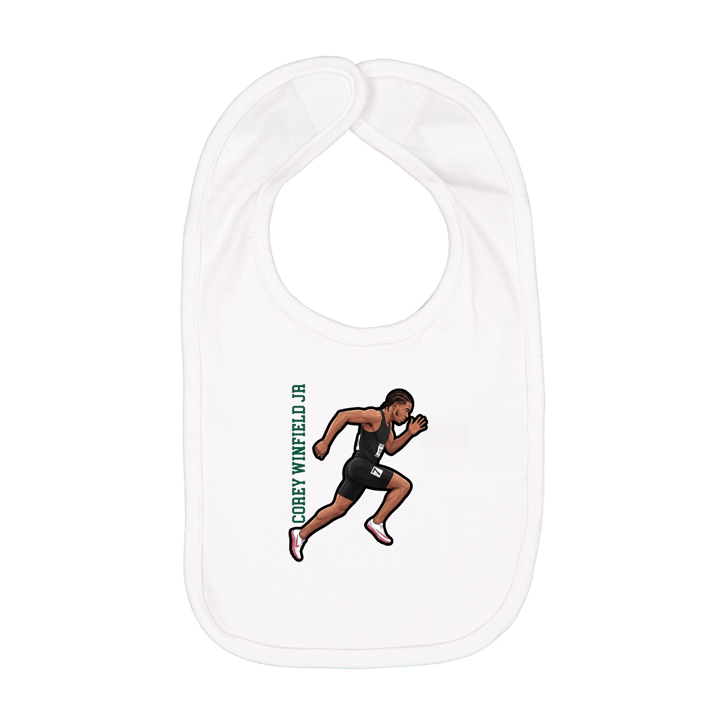 Infant Bib — Name Vertical in White