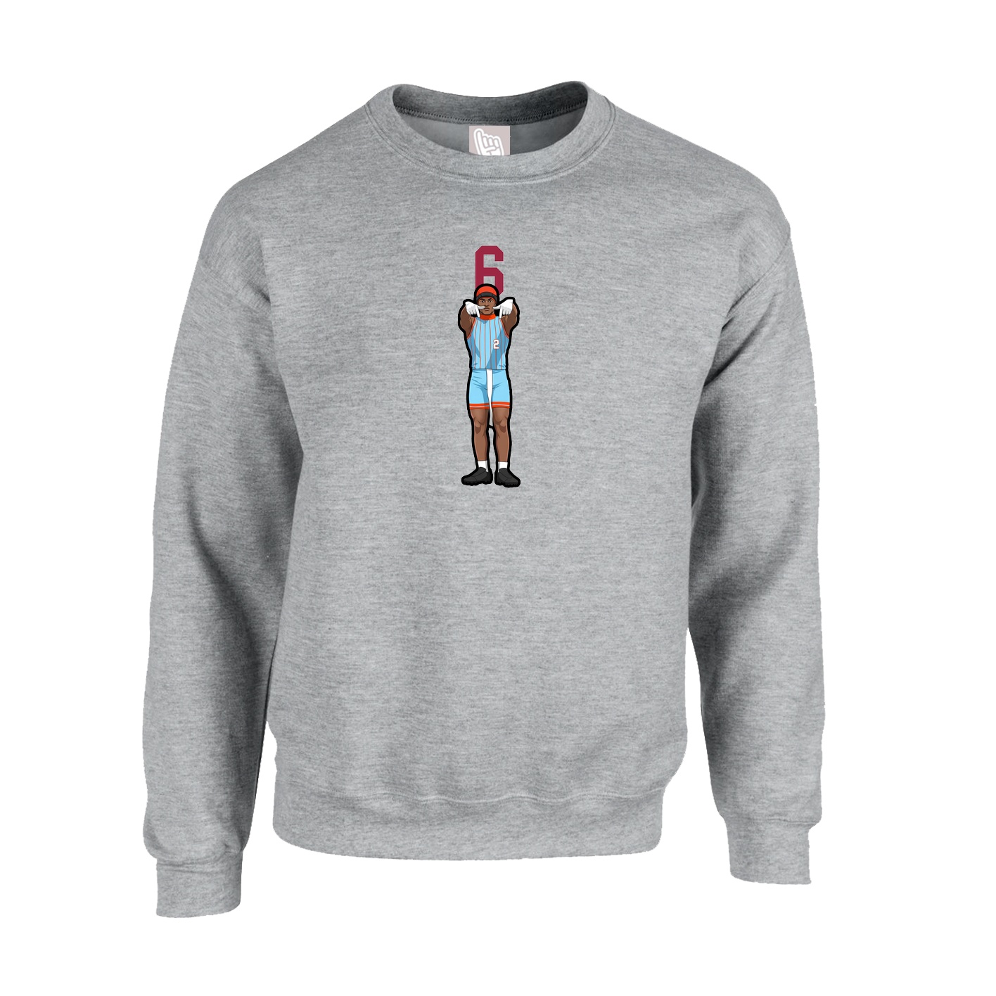 Fleece Crew — Number Top in Grey