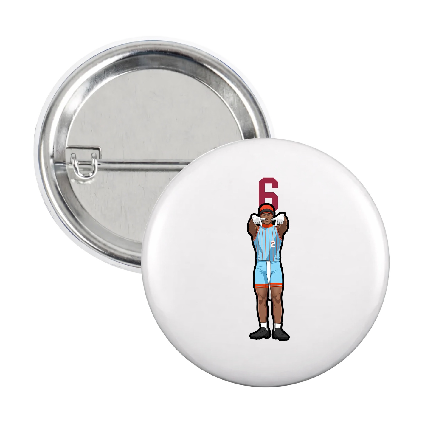 Game Day Button — Number Top in White