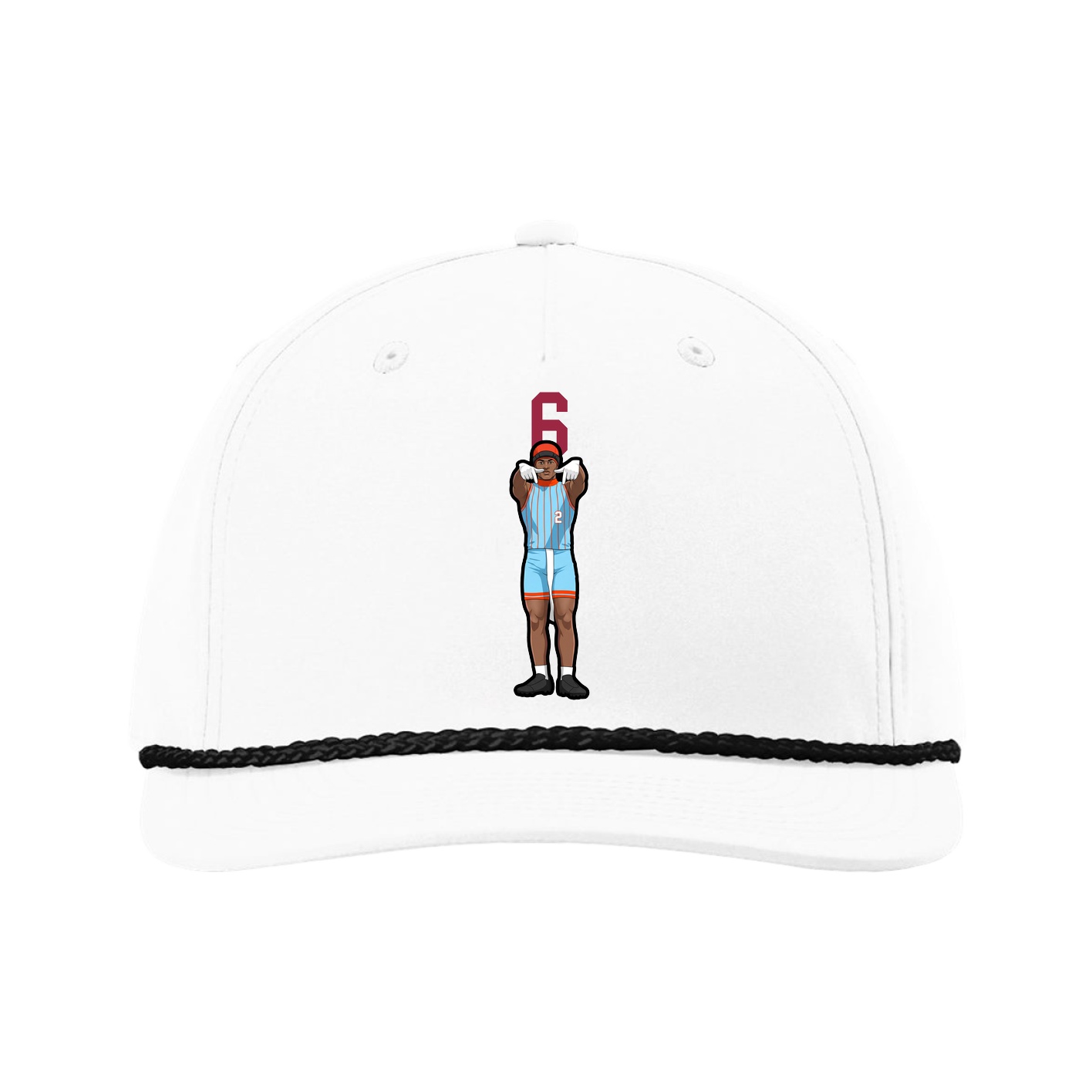 Five-Panel Classic Rope Cap — Number Top in White