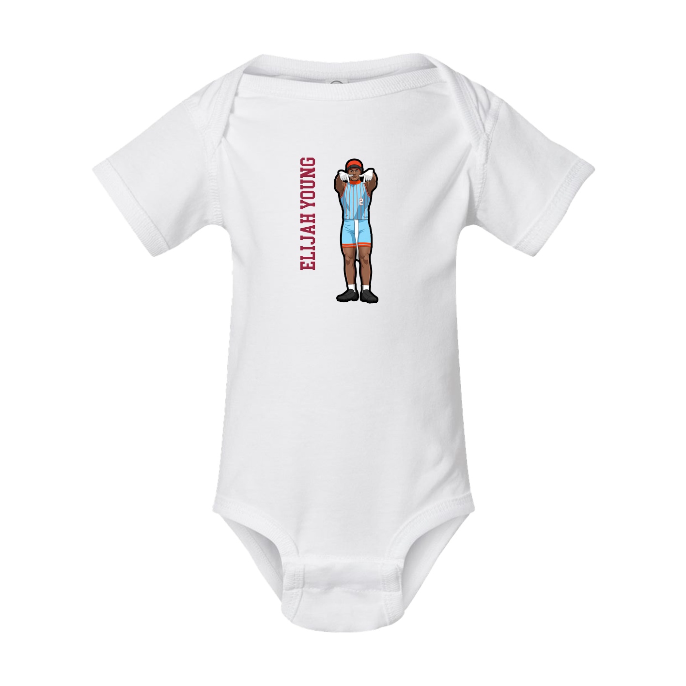 Baby Onesie — Name Vertical in White