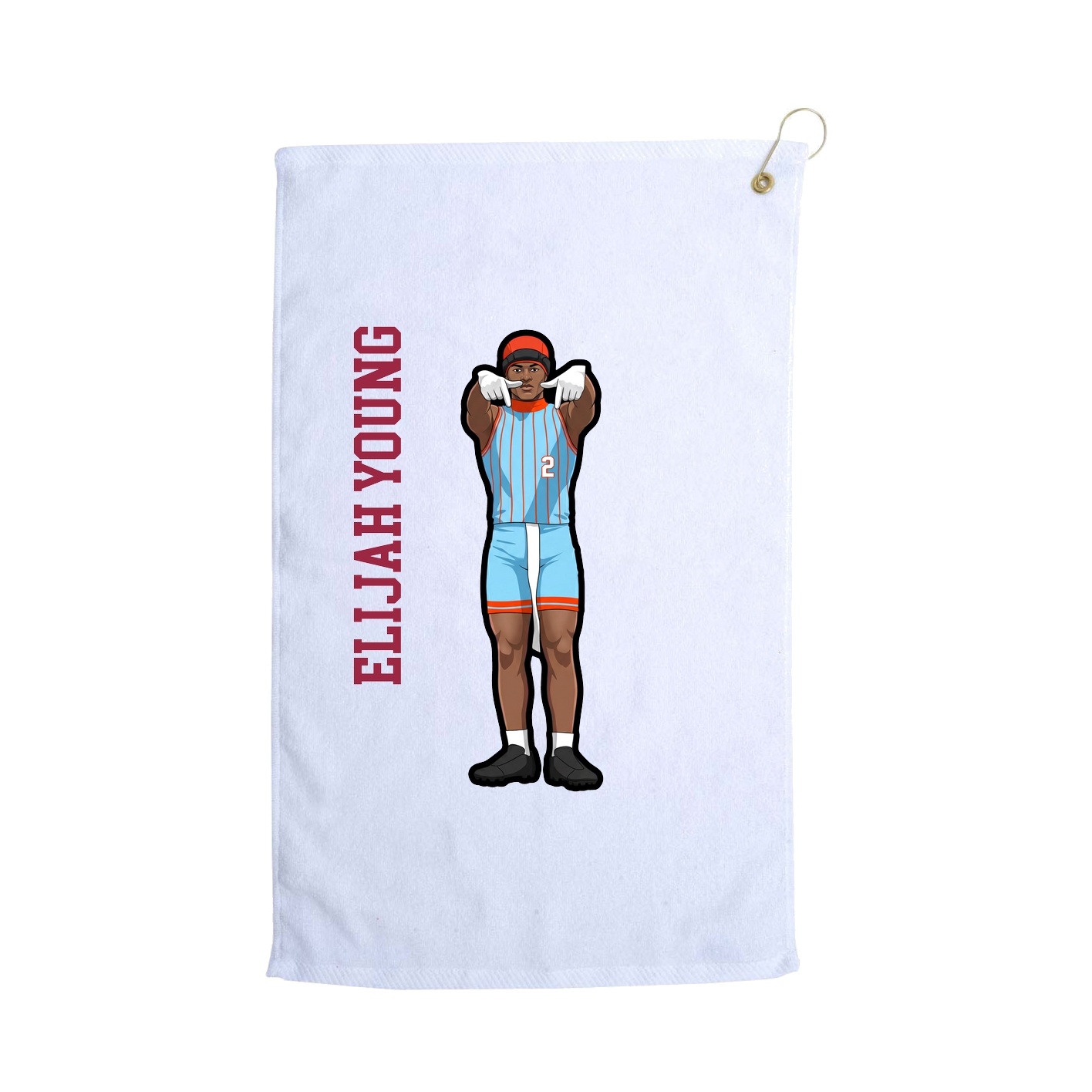 Golf Towel — Name Vertical in White