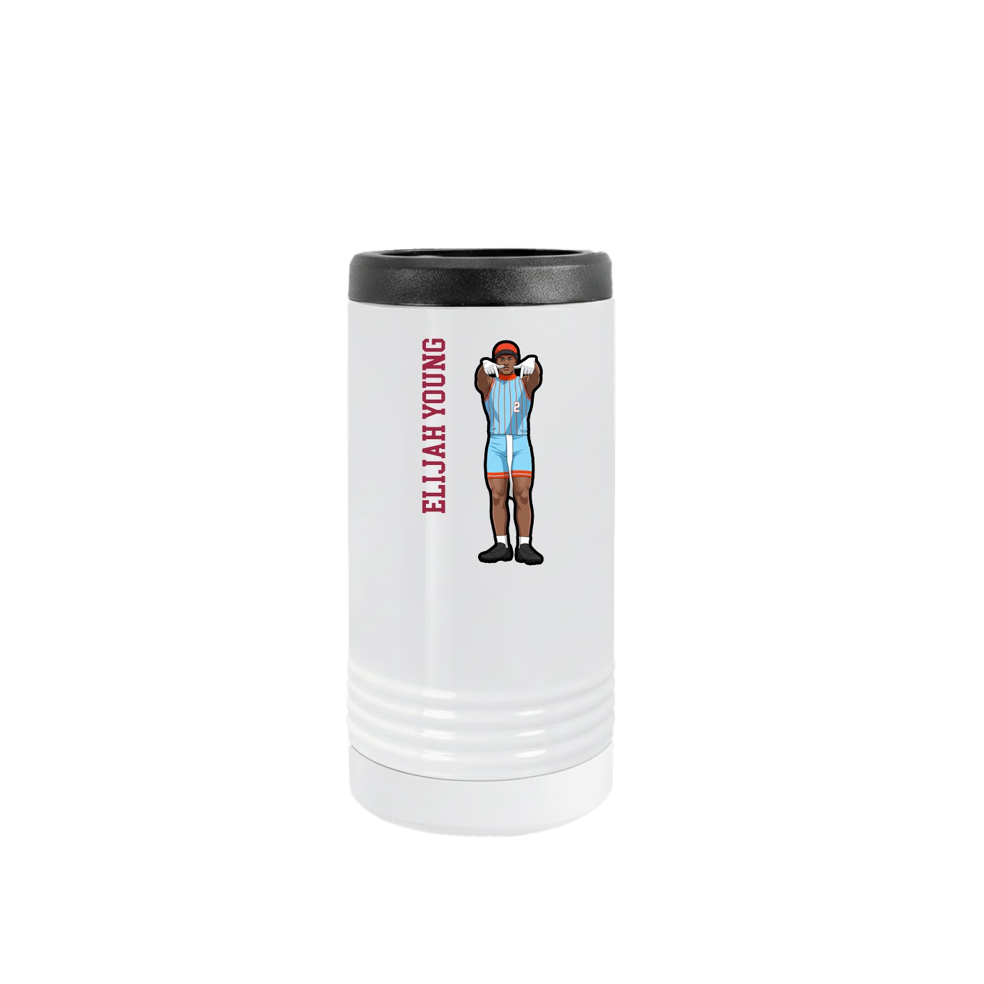 Slim Beverage Holder — Name Vertical in White
