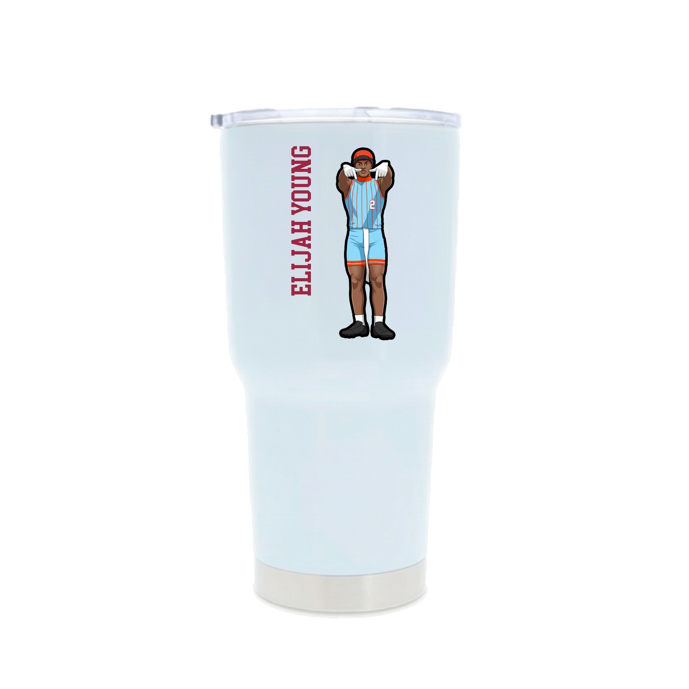 30oz Stainless Steel Tumbler — Name Vertical in White