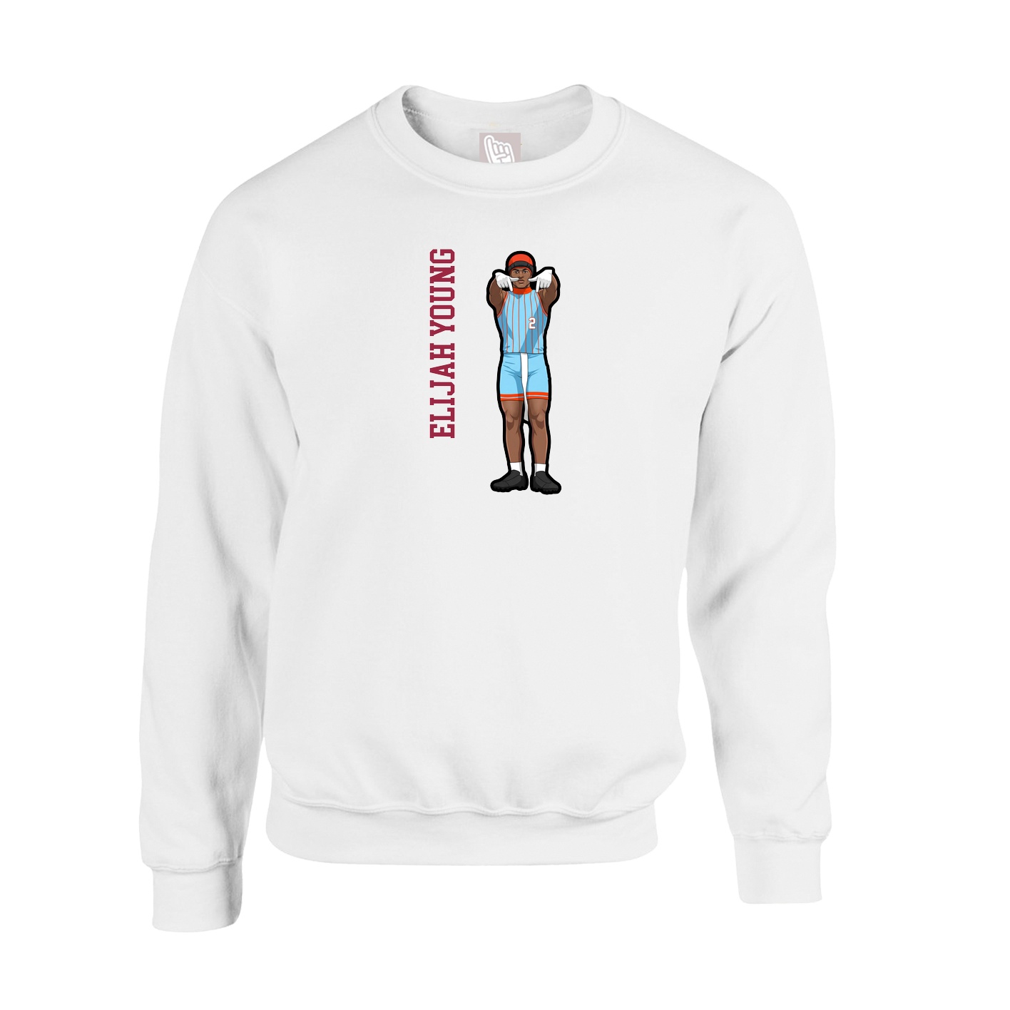 Fleece Crew — Name Vertical in White