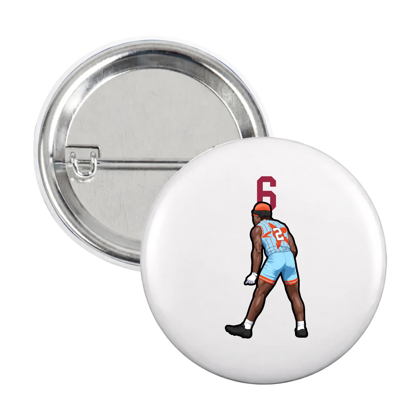 Game Day Button — Number Top in White