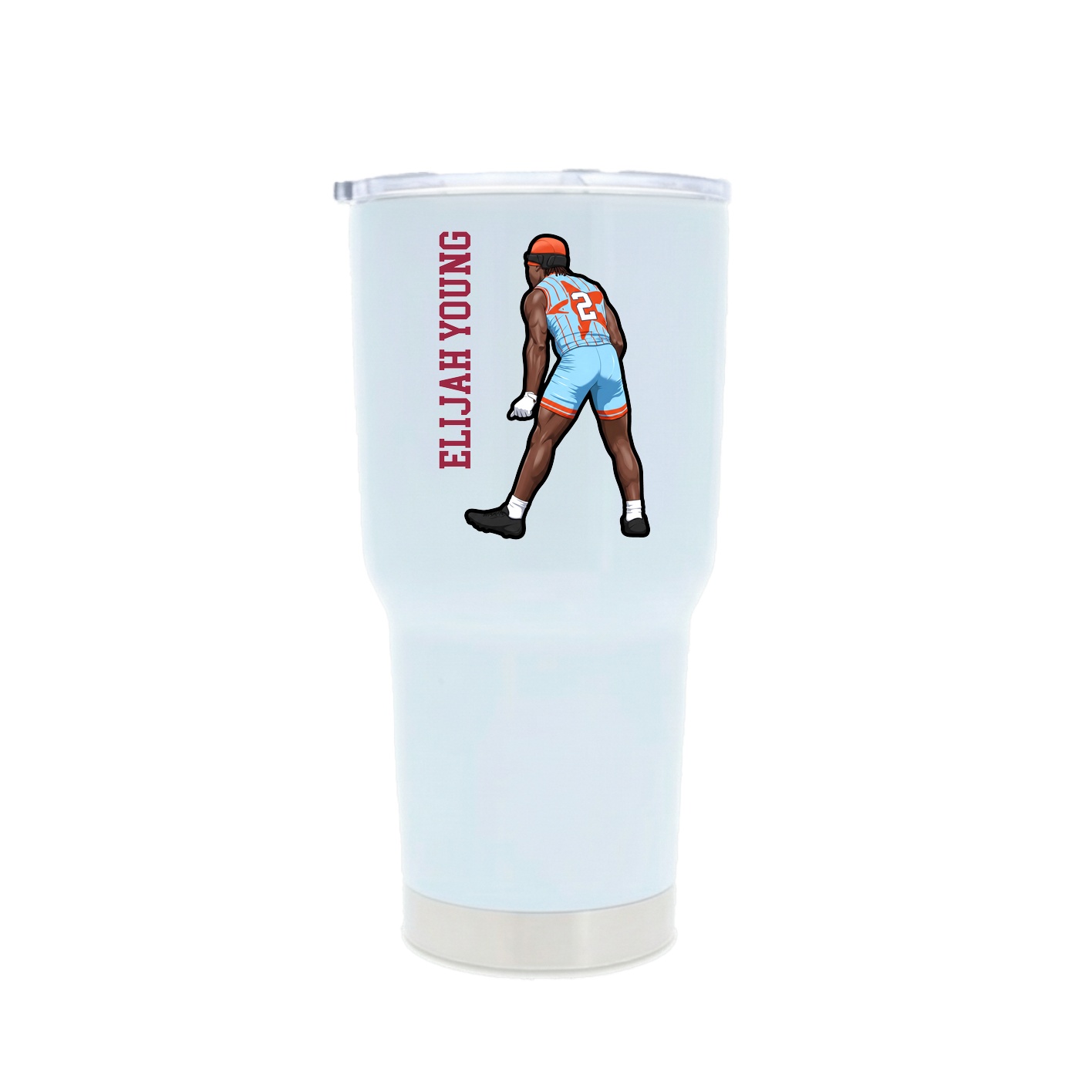 30oz Stainless Steel Tumbler — Name Vertical in White