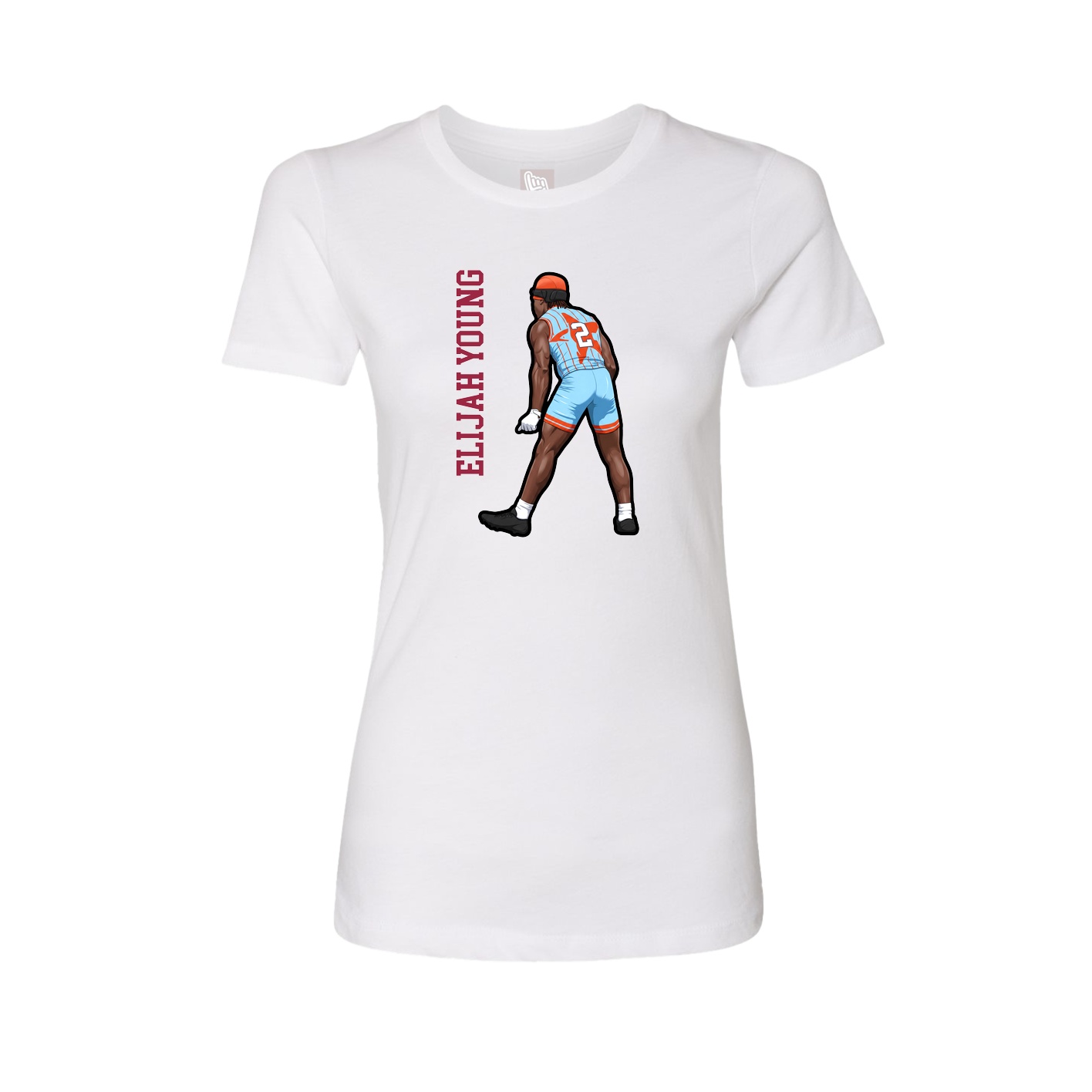 Fitted Women's Tee — Name Vertical in White