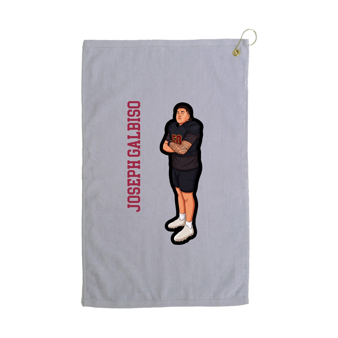 Golf Towel — Name Vertical in Grey