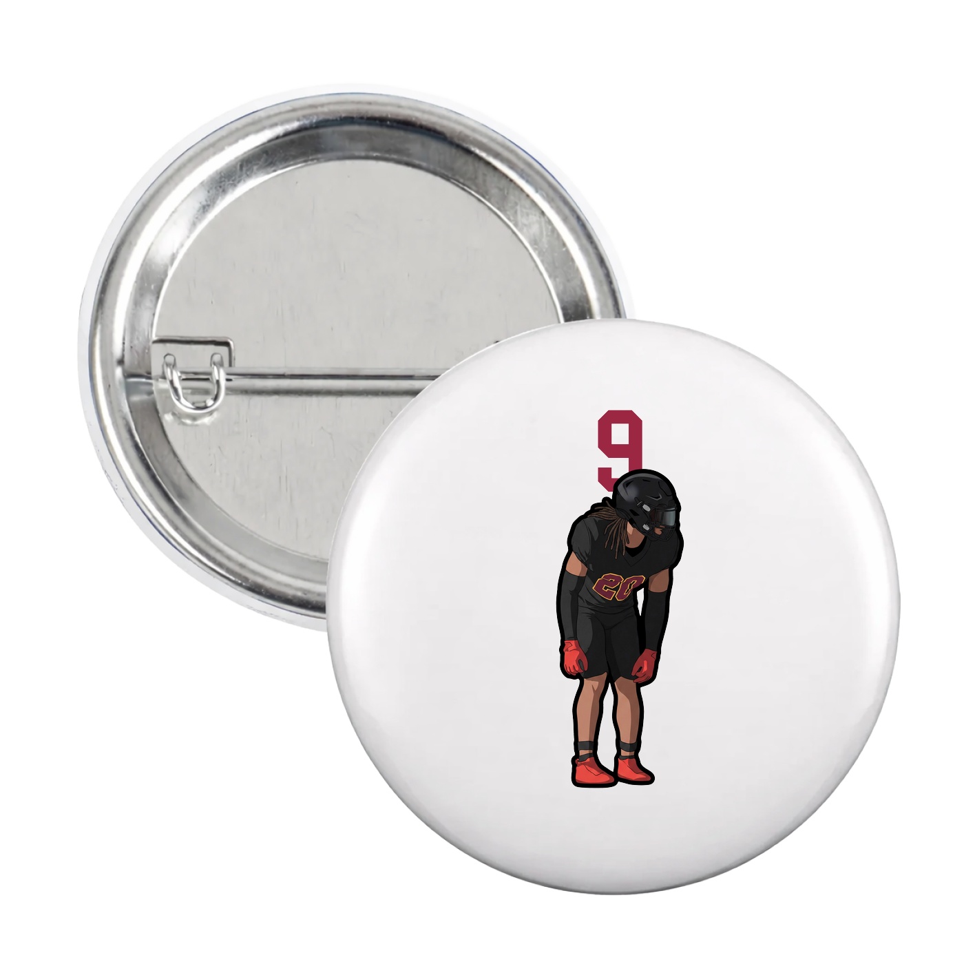 Game Day Button — Number Top in White
