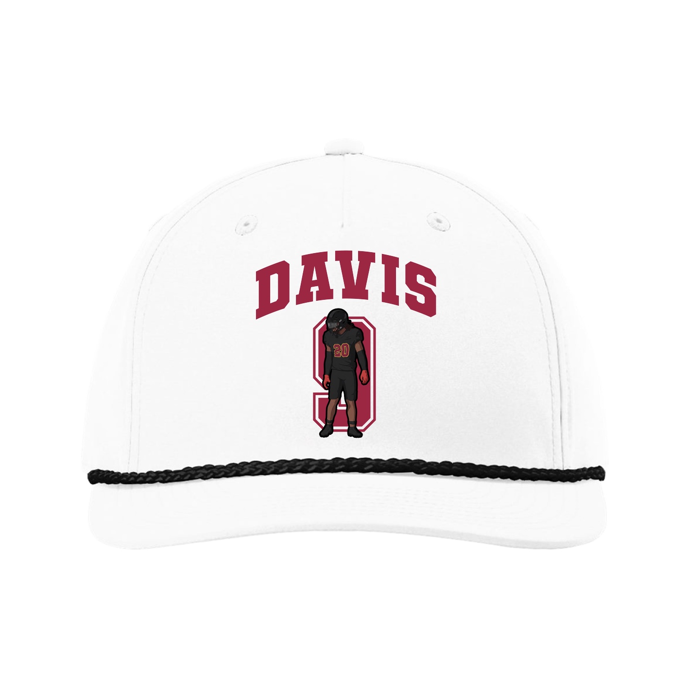 Five-Panel Classic Rope Cap — Number in White