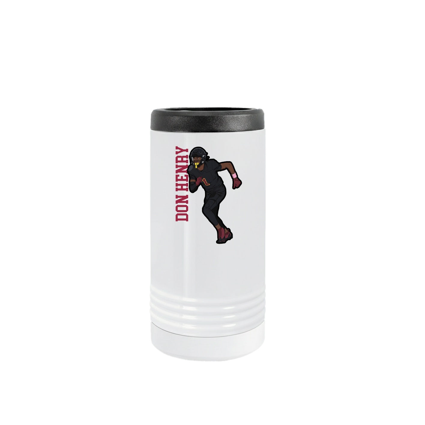 Slim Beverage Holder — Name Vertical in White