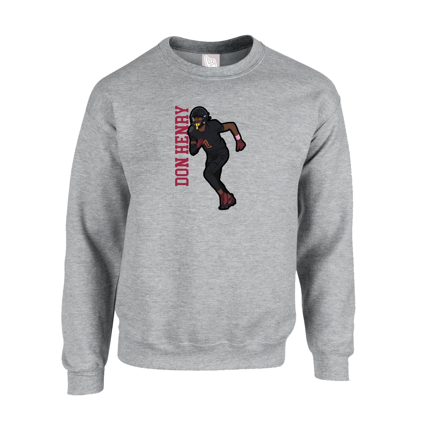 Fleece Crew — Name Vertical in Grey
