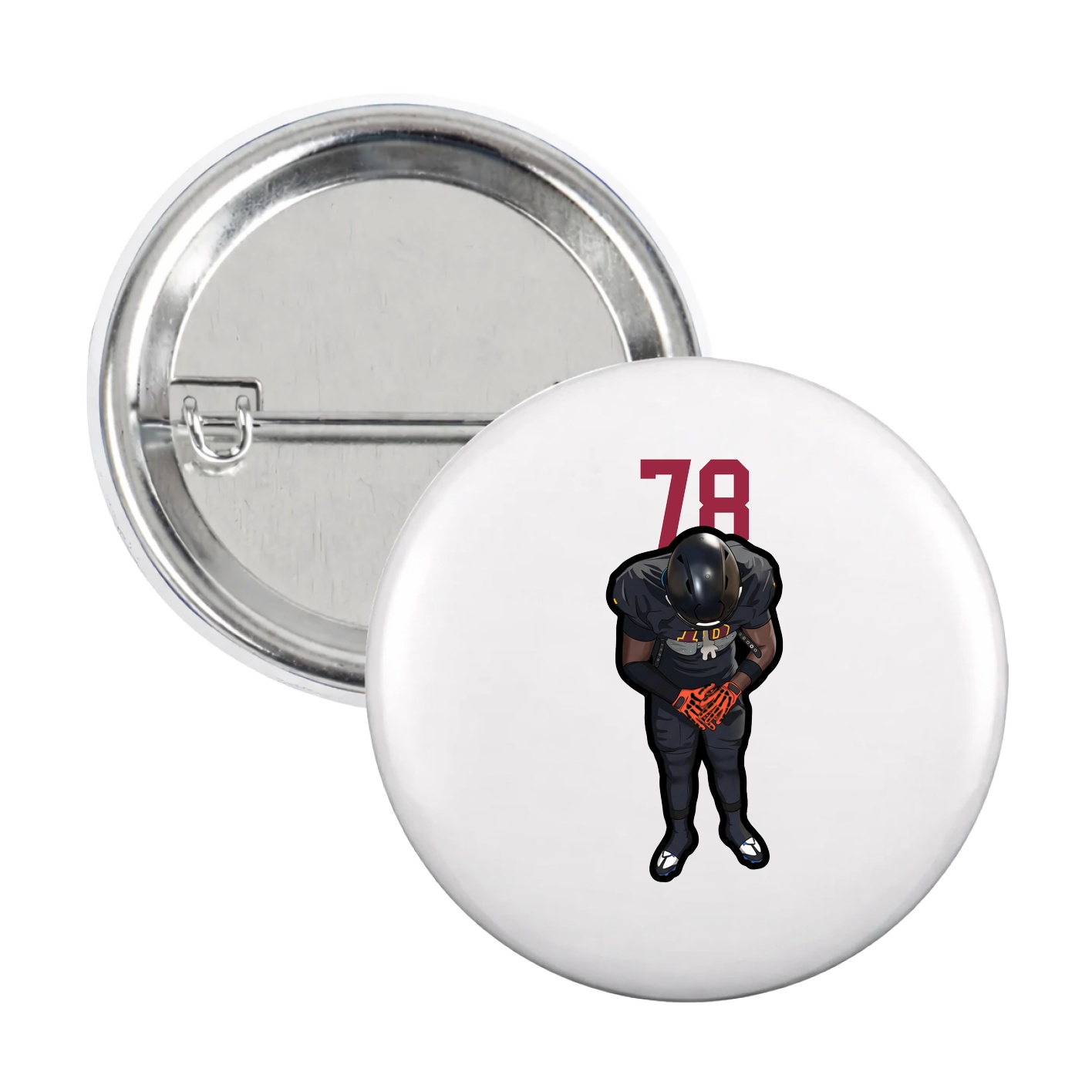 Game Day Button — Number Top in White