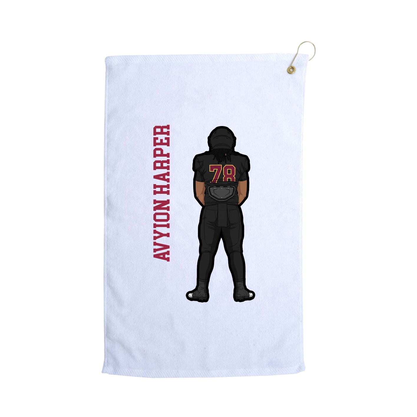 Golf Towel — Name Vertical in White