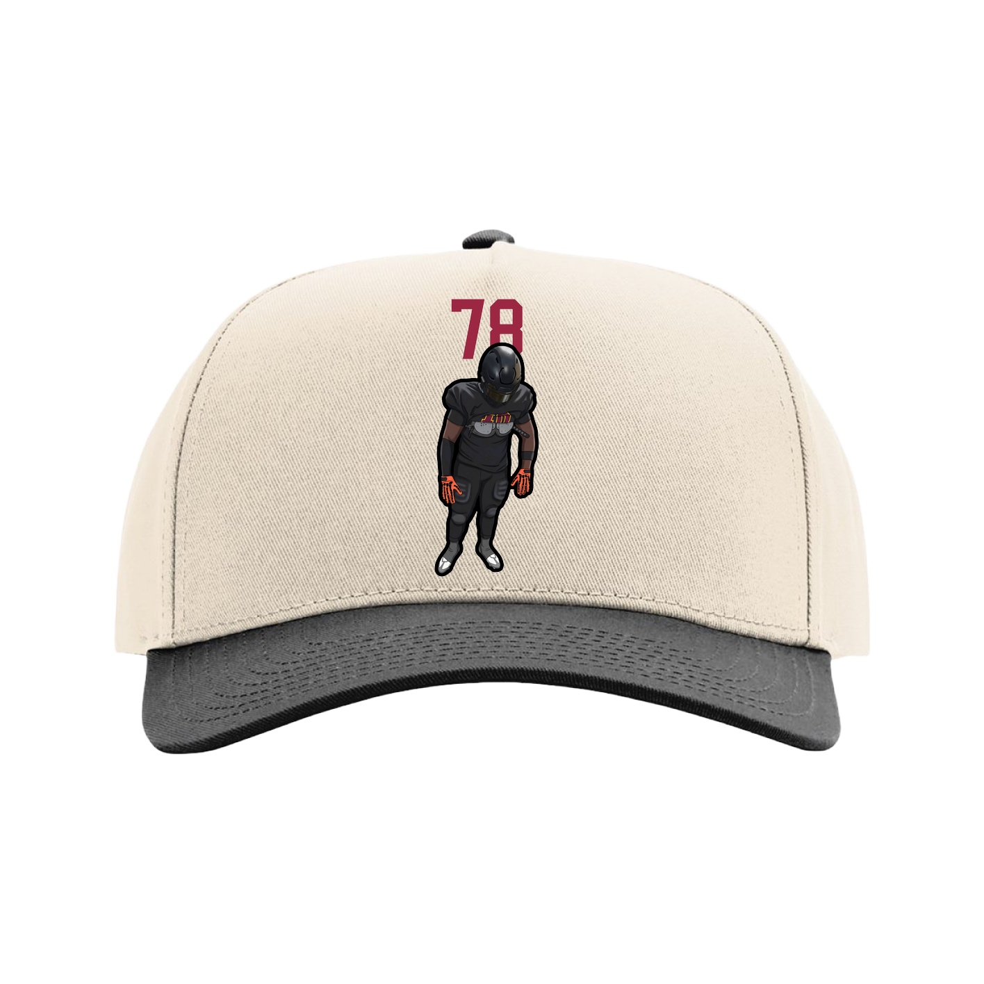 Full Fabric Five-Panel Champ Cap — Number Top in Cream/Black