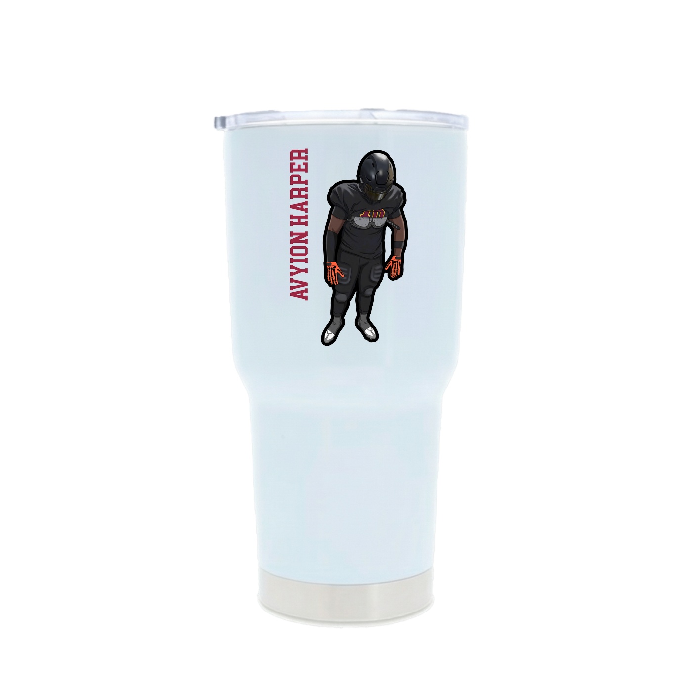 30oz Stainless Steel Tumbler — Name Vertical in White